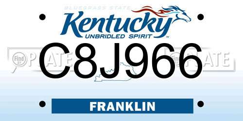 C8J966 Kentucky License Plate