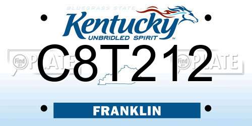 C8T212 Kentucky License Plate