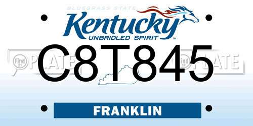 C8T845 Kentucky License Plate