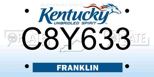 C8Y633 Kentucky License Plate