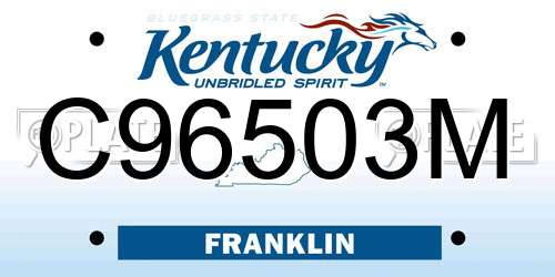 C96503M Kentucky License Plate