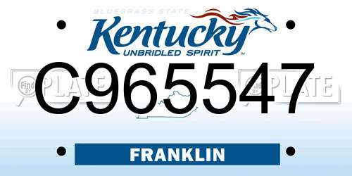 C965547 Kentucky License Plate