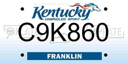 C9K860 Kentucky License Plate