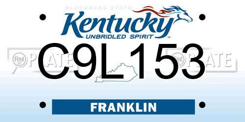 C9L153 Kentucky License Plate