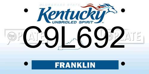 C9L692 Kentucky License Plate
