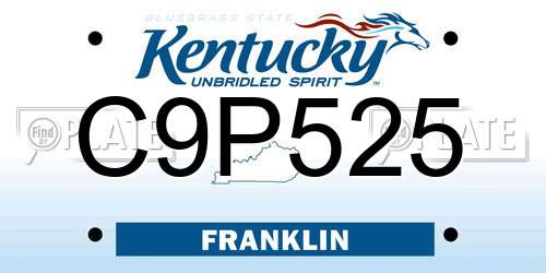 C9P525 Kentucky License Plate