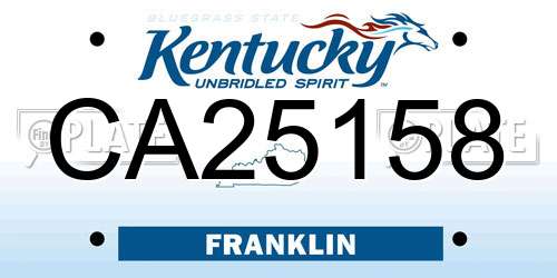 CA25158 Kentucky License Plate