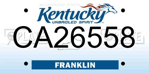 CA26558 Kentucky License Plate