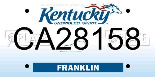 CA28158 Kentucky License Plate