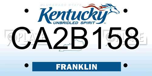 CA2B158 Kentucky License Plate