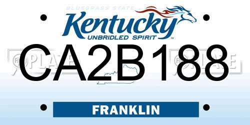 CA2B188 Kentucky License Plate