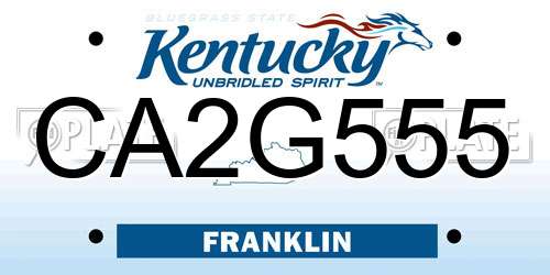 CA2G555 Kentucky License Plate