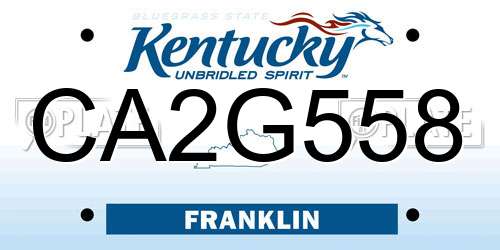 CA2G558 Kentucky License Plate