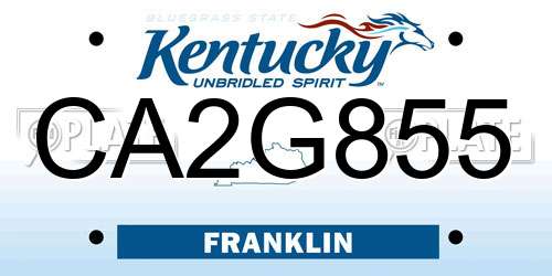 CA2G855 Kentucky License Plate