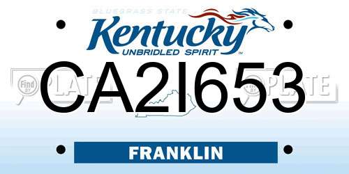 CA2I653 Kentucky License Plate