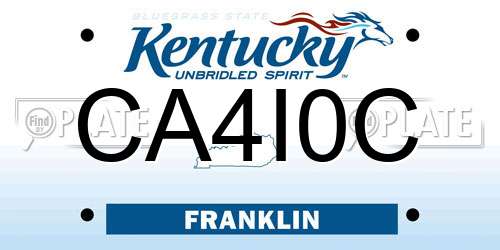 CA4I0C Kentucky License Plate