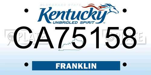 CA75158 Kentucky License Plate