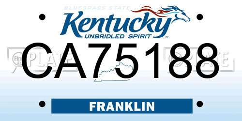 CA75188 Kentucky License Plate