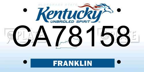 CA78158 Kentucky License Plate