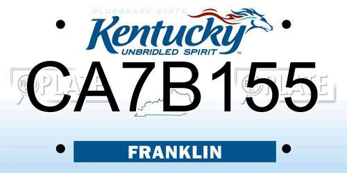 CA7B155 Kentucky License Plate