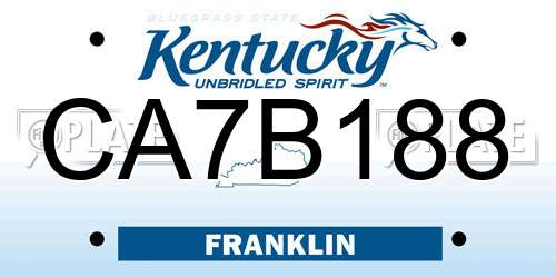 CA7B188 Kentucky License Plate