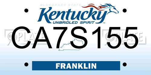 CA7S155 Kentucky License Plate