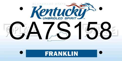 CA7S158 Kentucky License Plate