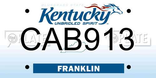 CAB913 Kentucky License Plate