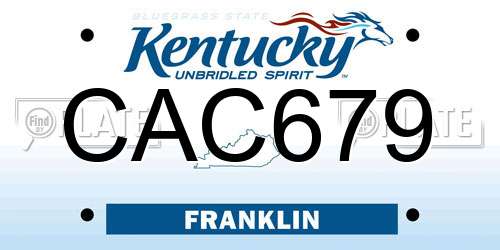CAC679 Kentucky License Plate