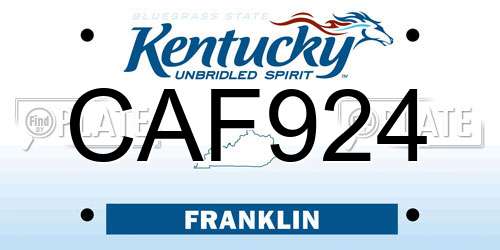 CAF924 Kentucky License Plate