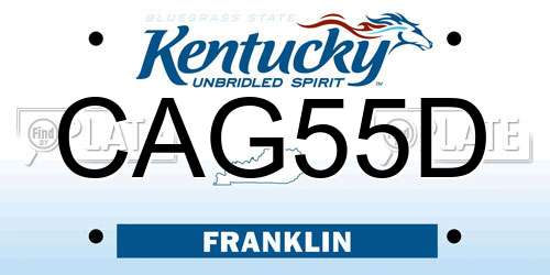 CAG55D Kentucky License Plate