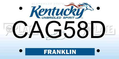 CAG58D Kentucky License Plate