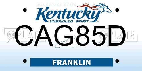 CAG85D Kentucky License Plate