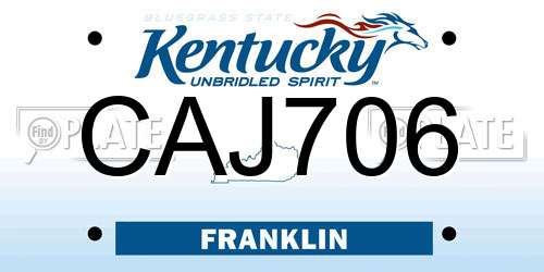 CAJ706 Kentucky License Plate