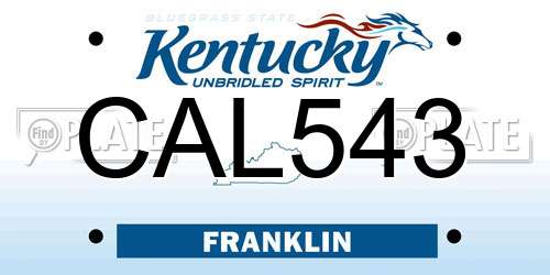CAL543 Kentucky License Plate