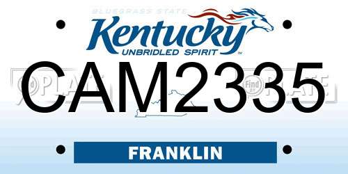 CAM2335 Kentucky License Plate