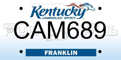CAM689 Kentucky License Plate