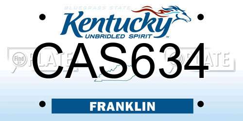 CAS634 Kentucky License Plate