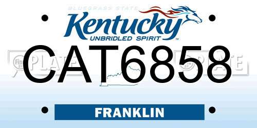 CAT6858 Kentucky License Plate