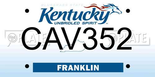 CAV352 Kentucky License Plate