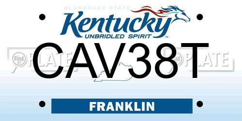 CAV38T Kentucky License Plate