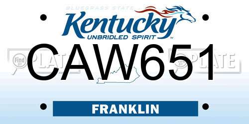 CAW651 Kentucky License Plate