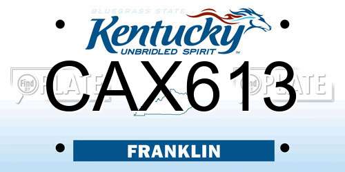CAX613 Kentucky License Plate