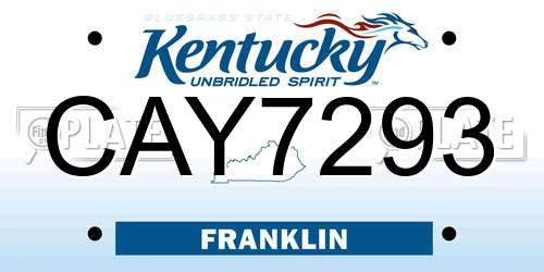 CAY7293 Kentucky License Plate