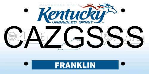 CAZGSSS Kentucky License Plate