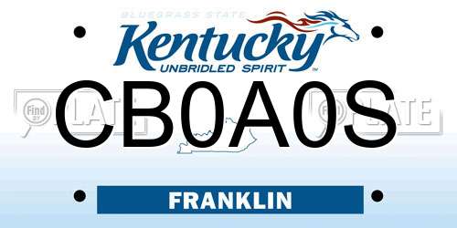 CB0A0S Kentucky License Plate