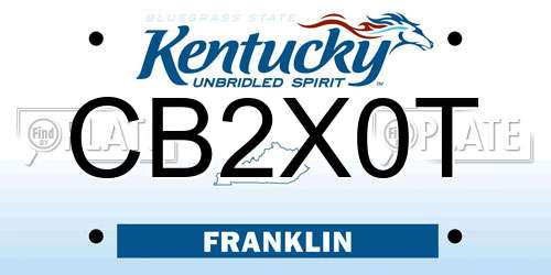 CB2X0T Kentucky License Plate