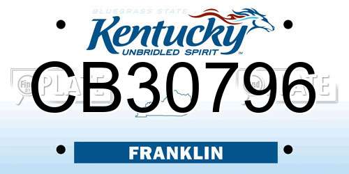 CB30796 Kentucky License Plate