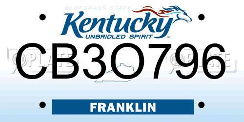 CB3O796 Kentucky License Plate