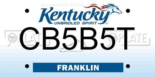 CB5B5T Kentucky License Plate